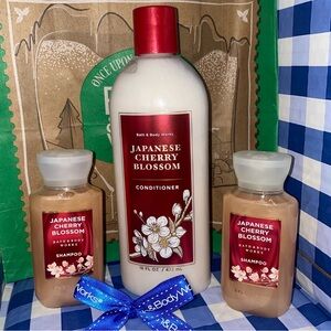 SALE! BATH AND BODY WORKS JAPANESE CHERRY BLOSSOM HAIR CARE BUNDLE OF 3 ITEMS